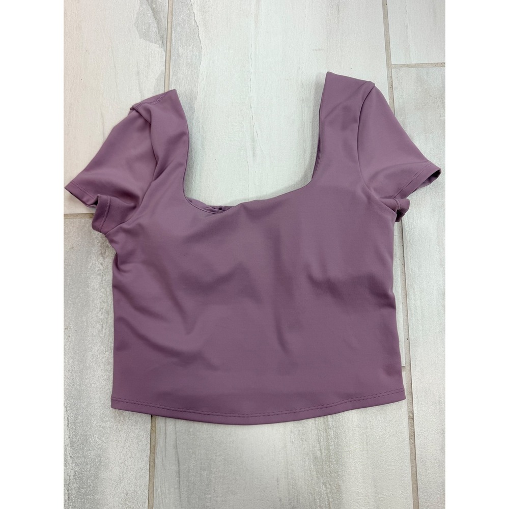 Lululemon Wunder Under SmoothCover Square Neck Cropped T Shirt Mauve Size 6